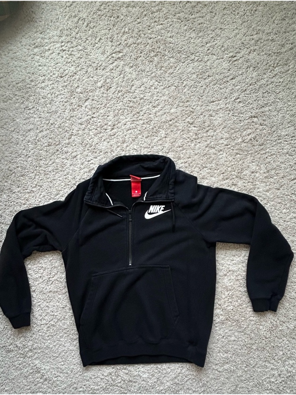 Nike Black Half-Zip Pullover Sweatshirt with White Swoosh